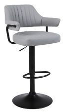 GREY PLUSH BAR STOOL  BREAKFAST KITCHEN BAR GAS LIFT, PADDED ARMS & BACK