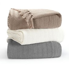 Pack of 2 Cotton Throws for Sofas Beds Armchair Settee Blanket Couch,127 x 152cm