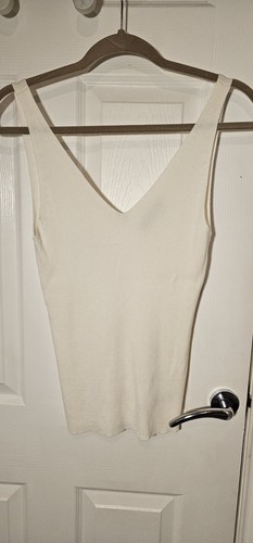 New white neck knit - v, top