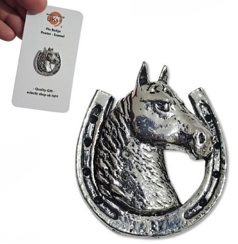 Horseshoe pin pewter badge - pin,