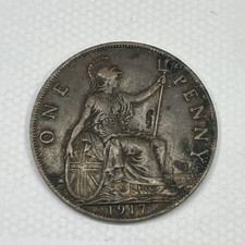 1917 George V One Penny | Bronze British Coin | Circulated Collectable