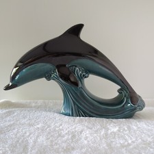 Vintage Poole Pottery Blue Dolphin Ceramic Figurine 28cm x 19cm