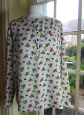 CATH KIDSTON Long Sleeved Lightweight Collarless Floral Shirt - Viscose - UK 14