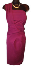 Alexon raspberry one shoulder party cocktail pencil dress size 20