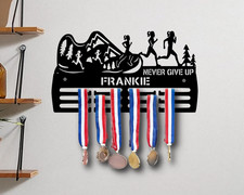 Personalised Running FEMALE Trail Medal Hanger Medal Holder Wall Display Rack