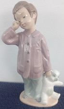 Nao by Lladro Vintage Figurine Sleepy Head Boy with Teddy Bear - 1139 -Exc Condn