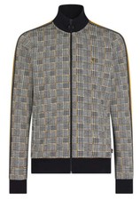 Mens Merc London Retro Prince of Wales Check Zip Up Track Top Wilkinson - Black