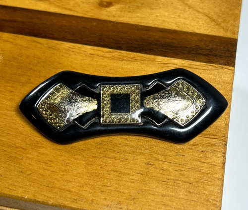 Vintage black acrylic - black, gold