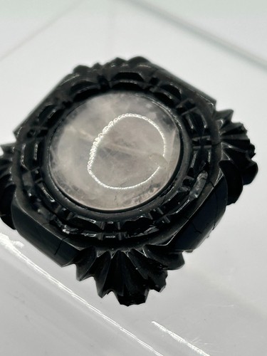 Vintage brooch black quartz - vintage,