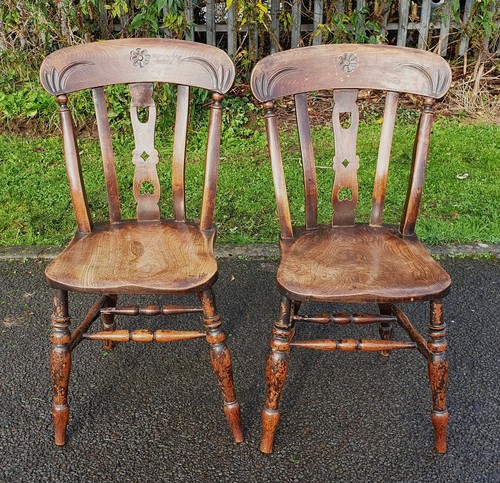 Pair antique splat back - of,