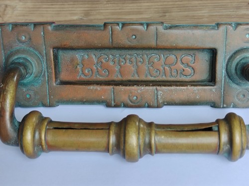 Victorian brass letterbox - victorian,