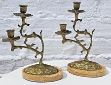 PAIR Antique Bronze Marble