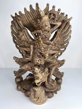 Large Antique Balinese 3D Wood Carving Hanuman Naga Detailed Indonesia Bali Art