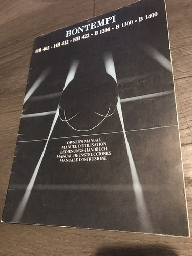 Bontempi owner manual 402 - owner's, hb