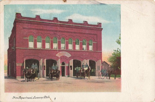 Postcard fire department - fire,