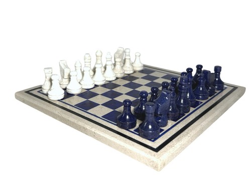 Stone chess set blue ivory - stone,