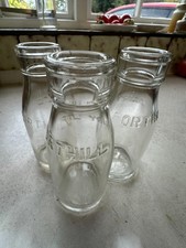 VINTAGE  1/3 PINT GLASS SCHOOL MILK BOTTLES SET OF THREE
