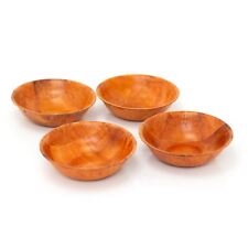 Set of 4 Round Wooden Woven Bowls | Kitchen Bowls Rustic Wooden Serving Bowls