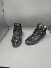 Giuseppe Zanotti Hi-Top Trainers UK 8 EU 43 Black Printed Croc Leather Gold Zip