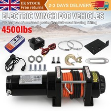 Electric Car Winch 12V 4500lb/2041kg with Synthetic Rope Wireless Remote Control