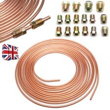 25ft Copper Nickel Brake Pipe Hose Line Tube Roll 3/16'' Fittings Tubing Kit UK