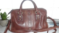 Ochre Blue Brown Genuine Leather Tote, Shoulder, Crossbody Handbag
