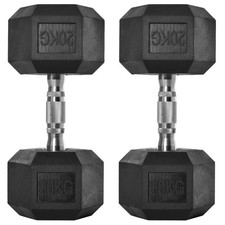 2x20kg Rubber Hex Dumbbells