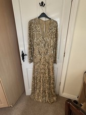 Virgos Lounge Gold Sequin Long Dress Size 8