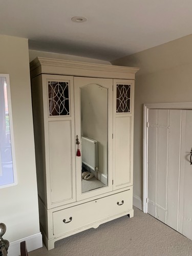 Antique painted wood - , wardrobe