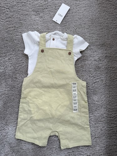Baby green dungaree set - green,