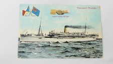 Transport Plassy Ocean Liner Postcard Early 20th Century Maritime Flags