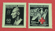 SS HEYDRICH DEATH MASK + RED CROSS WW2 WWII German Third Reich Nazi Czech stamps
