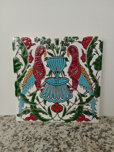 Hand decorated ceramic tile - hand,