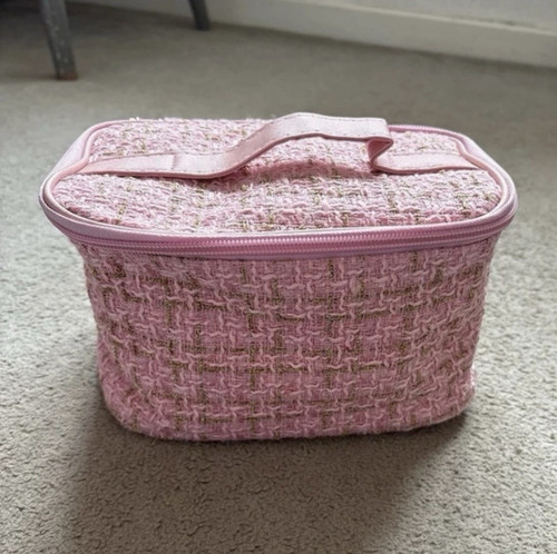 Pink tweed fabric make - fabric, up