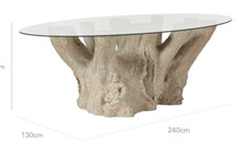 Silverstein Glass Table with Tree Trunk base 240cm x 130cm 78cm high
