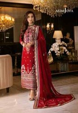 Unstitched Asim Jofa Suit 3 Piece Embroidered Party Wear Salwar Kameez Designer