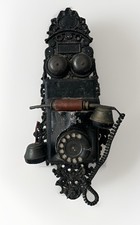 Antique Wall Telephone Ornate Cast Iron Open Work Design Rotary Dial Telephone