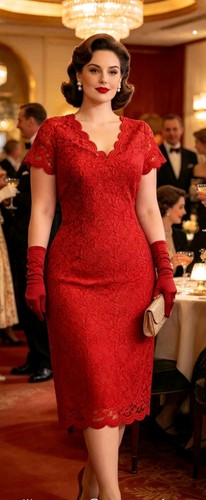 Stretchy red lace - lace, vintage