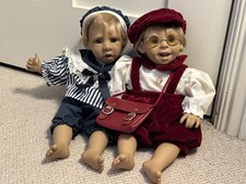 2x Expression Boy Dolls Soft Body Plastic Head Arms Legs 14”