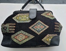 Black Woven  Gladstone  Style Top Handle Bag .  