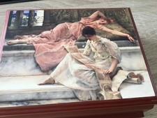 PAST TIMES SANKYO MUSICAL JEWELLERY WOOD BOX/SIR LAWRENCE ALMA-TADEMA PAINTING 