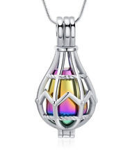 Teardrop Heart Cremation Urn Pendant Ashes Necklace Funeral Memorial UK Seller 