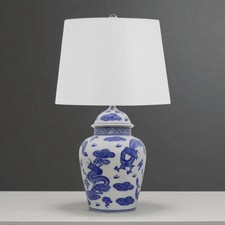 Floral Ceramic Table Lamp with Shade 60 cm Large & Oriental Pattern Design