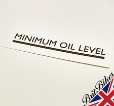 TRIUMPH GOLD MINIMUM OIL LEVEL OIL TANK VINYL DECAL - MADE IN ENGLAND 60-0003