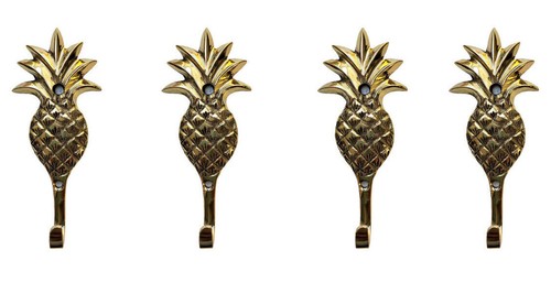 Brass pineapple wall hooks - pineapple,