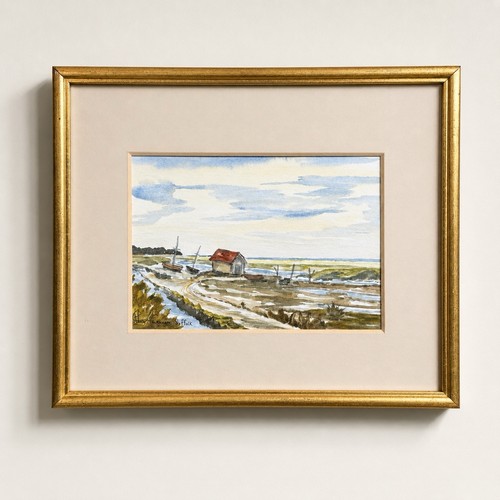Original watercolour waterside - original,