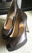 Michael Kors Ladies Shoes Pewter Peep Toe Stiletto Size 3.5 UK