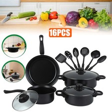 16PCS Induction Pan Set Saucepan Set Cookware Pot Non Stick Saucepan Glass Lid