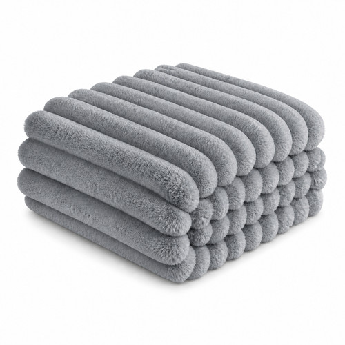 Ribbed fleece throw blanket - fleece,