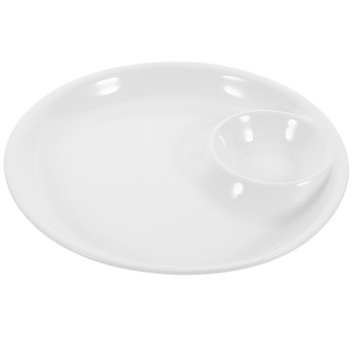 White divided ceramic soup - white,